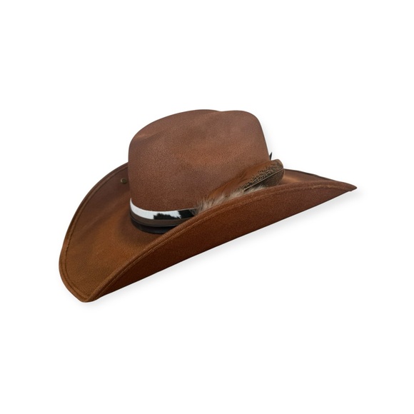 Brown Cowboy Hat with Feather Accent main image 4